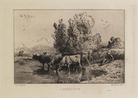 KG 14238
<br/>
Runderen bij een drinkplaats
<br/>
<em>Jacques, Charles (1813 - 1894)</em>